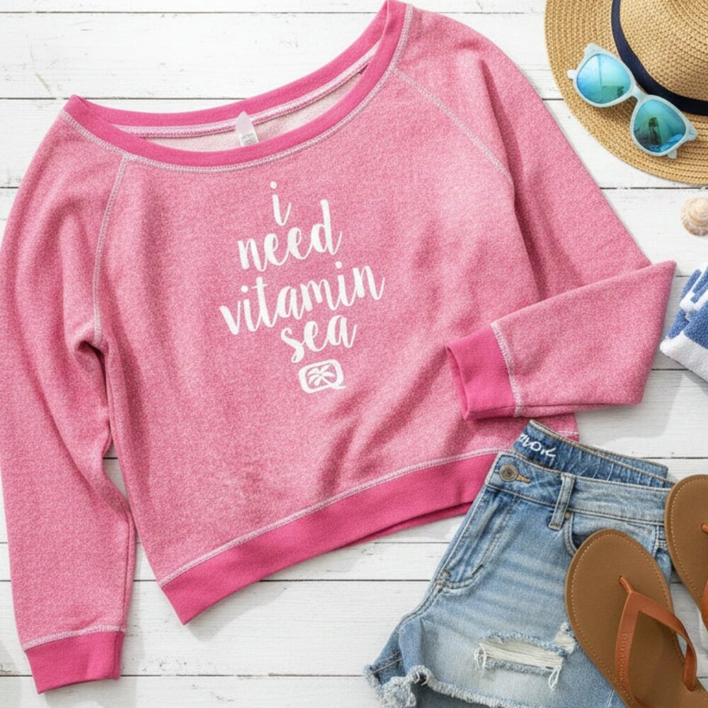 Pimatee "I need vitamin sea" Pink Graphic Sweatshirt - Women's XL